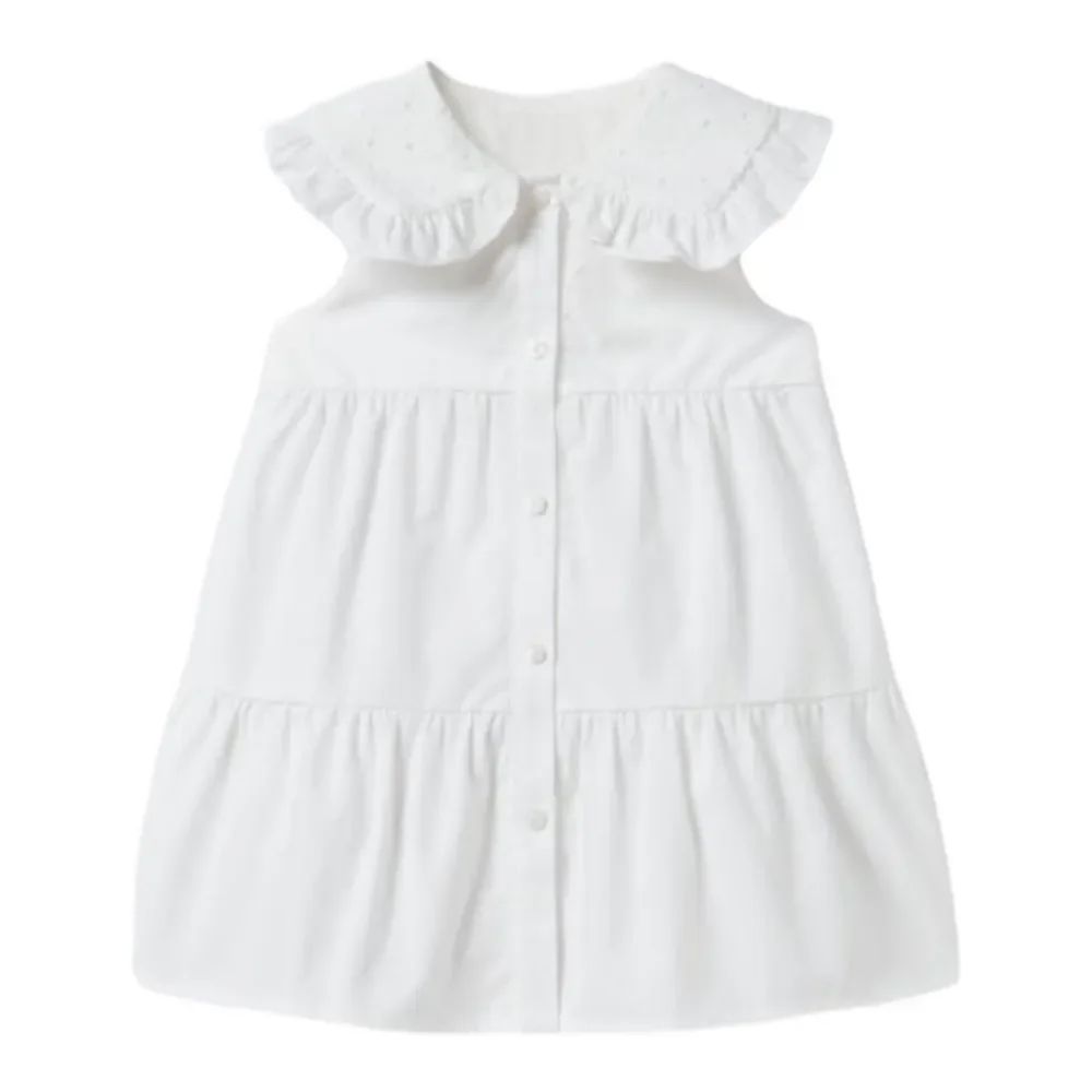 ZARA Kids White Tiered Dress with Embroidered Collar NWT Size 3T 4T